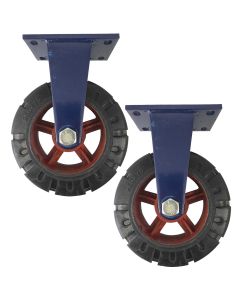 10inch super heavy duty caster wheel industrial castor solid ribbed tread tyre fixed non swivel for flat or rough terrain 1100kg 2pcs bundle