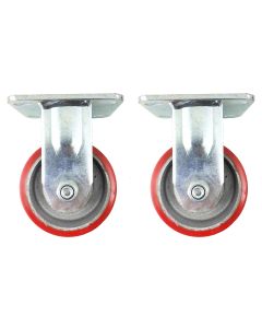 4inch 10cm heavy duty cast iron metal caster wheel fixed non-swivel 2pcs bundle