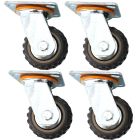 4inch plastic caster wheel industrial castor solid ribbed tread tyre with cover swivel without brake/lock rough terrain 4pcs