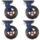 10inch super heavy duty caster wheel industrial castor solid ribbed tread tyre swivel with brake/lock for flat or rough terrain 1100kg 4pcs bundle