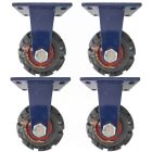 4pcs 6inch super heavy duty caster wheel industrial castor solid ribbed tread tyre fixed non swivel for flat or rough terrain