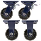 4pcs set 5inch heavy duty caster wheel industrial castor all metal heat resistant 2 swivel&lock & 2 fixed for flat ground and high temperature 600kg ea overall height 181mm