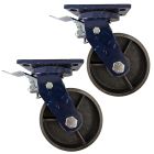 2pcs 6inch heavy duty caster wheel industrial castor all metal heat resistant swivel with brake/lock for flat ground & high temperature use 700kg ea overall height 200mm