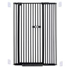 extra tall 150cm baby pet security gate metal safety guard tension pressure mounted for children dog kitten adjustable width range 95-105cm largest gap between bars 42mm model b2 black
