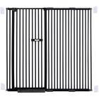 extra tall 150cm baby pet security gate metal safety guard tension pressure mounted for children dog kitten adjustable width range 145-155cm largest gap between bars 42mm model b43 black