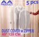 5x Dustproof Garment Storage Suit Bag Shoulder Cover for Clothe Coat Jacket Zipper Closed