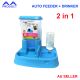 2 in 1 Pet Dog Cat Auto Feeder + Drinker Food Water Bowl Dispenser Drinking Blue