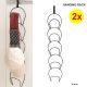 2x Over Door Cap Rack Hat Organiser Hanging Hook Ties Clothes Scarf 5 Ring Black