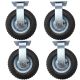 8 inch pneumatic caster wheel inflatable industrial castor fixed non swivel non rotating 4pcs bundle