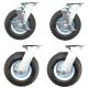 8 inch pneumatic caster wheel inflatable industrial castor 2swivel&lock + 2 swivel non lock 4pcs set
