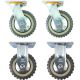 4pcs set 5inch plastic caster wheel industrial castor solid ribbed tread tyre with cover 2 swivel no brake/lock + 2 fixed non-swivel for flat or rough terrain 300kg ea