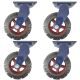 4pcs 10inch super heavy duty caster wheel industrial castor solid ribbed tread tyre swivel without brake/lock for flat or rough terrain 1100kg