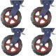 12inch super heavy duty caster wheel industrial castor solid ribbed tread tyre swivel with brake/lock for flat or rough terrain 1200kg each 4pcs