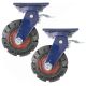 2pcs 8inch super heavy duty caster wheel industrial castor solid ribbed tread tyre swivel with brake/lock for flat or rough terrain