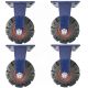 4pcs 8inch super heavy duty caster wheel industrial castor solid ribbed tread tyre fixed non swivel for flat or rough terrain