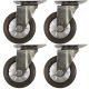 4pcs 4inch small stainless steel caster hard nylon wheel light duty swivel without brake/lock industrial castor 130kg ea height 130mm for trolley furniture equipment