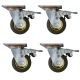 4pcs 4inch rubber caster wheel industrial castor solid ribbed tread tyre swivel with brake/lock for flat or rough terrain 280kg ea
