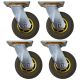 4pcs 5inch rubber caster wheel industrial castor solid ribbed tread tyre swivel without brake/lock for flat or rough terrain 300kg each