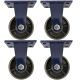 4pcs 5inch heavy duty caster wheel industrial castor all metal heat resistant non swivel / fixed for flat ground and high temperature 600kg ea overall height 181mm