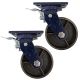 2pcs 6inch heavy duty caster wheel industrial castor all metal heat resistant swivel with brake/lock for flat ground & high temperature use 700kg ea overall height 200mm