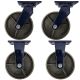 4pcs set 8inch heavy duty caster wheel industrial castor all metal heat resistant 2 swivel & 2 fixed for flat ground and high temperature 1 ton ea overall height 255mm