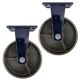 2pcs 8inch heavy duty caster wheel industrial castor all metal heat resistant non swivel / fixed for flat ground and high temperature 1 ton ea overall height 255mm